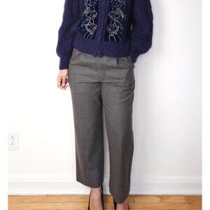 Vintage Aquascutum pleated wool trousers dark grey women L/ straight dress pants